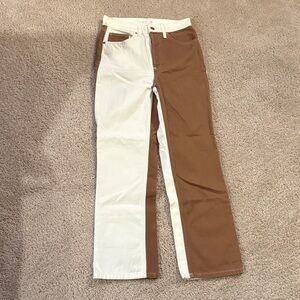 Topshop Two-Tone Brown and Cream Pants